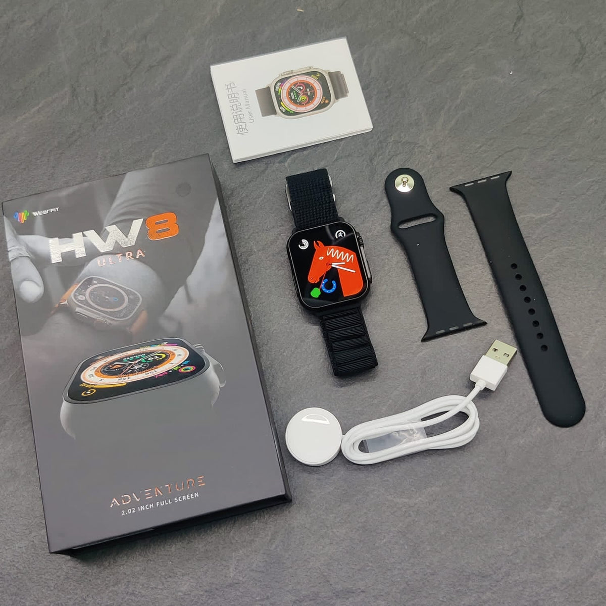 HW8 Ultra Smartwatch With Bluetooth Calls Wireless Charging And 2 Straps